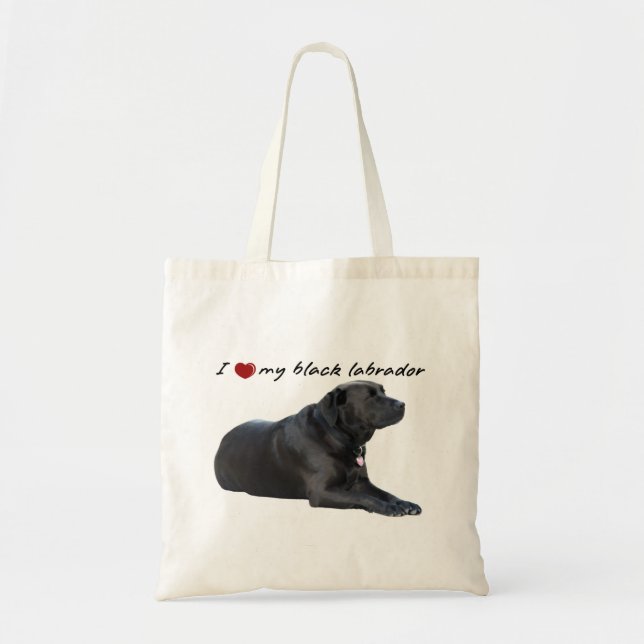 Bolsa Tote Eu "coração" minhas palavras de Labrador Retriever (Frente)
