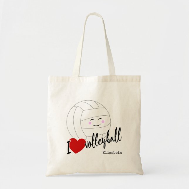 Bolsa Tote Eu coração vôlei feliz vôlei kawaii (Frente)