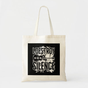 Bolsa Tote Eu Destruo Silence Bass Player Engraçado Música De