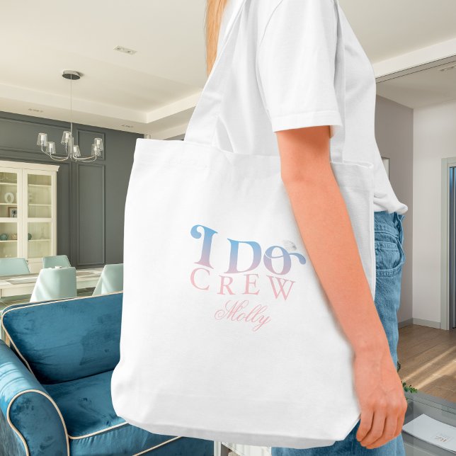 Bolsa Tote Eu faço a tripulação Pastel Damas de Honra (I Do Crew tote bag with modern serif font – perfect for bridesmaid proposals or bridal celebrations!)