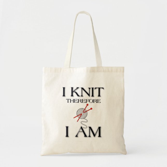 Bolsa Tote Eu faço-me malha conseqüentemente sou (Frente)