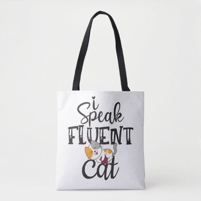 Bolsa Tote Eu falo gatinho fluente, adorável gatinho. (Frente)