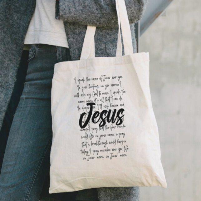Bolsa Tote Eu Falo O Nome De Jesus Sobre Você, Christian (Criador carregado)
