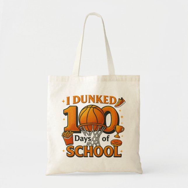 Bolsa Tote Eu Fui 100 Dias De Escola Aluno De Basquete (Frente)