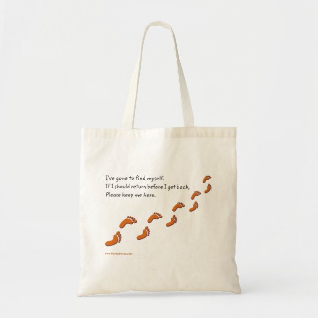 Bolsa Tote Eu fui me encontrar bolsas de pegada (Frente)