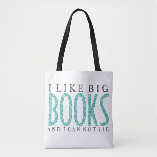 Bolsa Tote Eu Gosto De Grandes Livros Design de texto Preto E (Frente)
