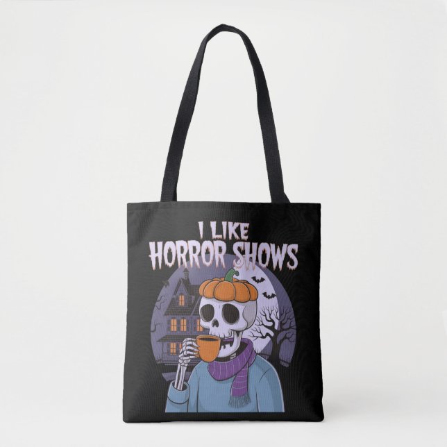 Bolsa Tote Eu Gosto De Horror Mostra Design Gráfico Estranho (Frente)