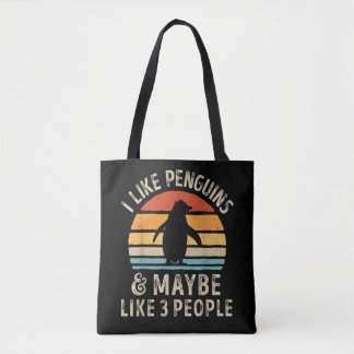 Bolsa Tote Eu gosto de pinguins e talvez três Pessoas de Ping