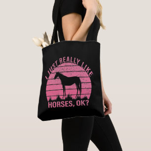 Bolsa Tote Eu gosto muito de cavalos de rosa Rosa
