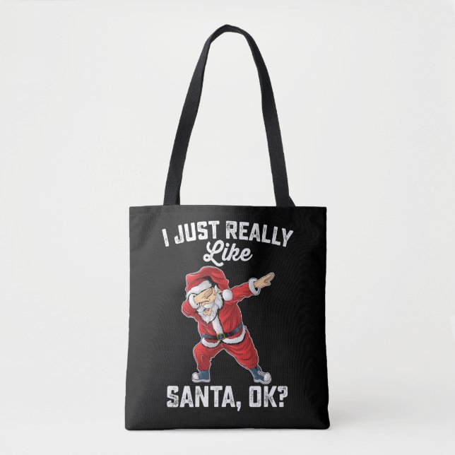 Bolsa Tote Eu gosto muito de Papais noeis, bom Natal (Frente)