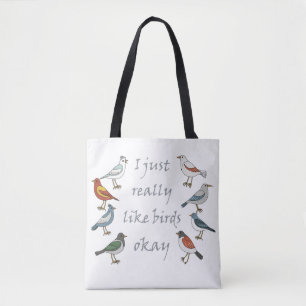Bolsa Tote Eu Gosto Muito De Pássaros Ok, Camiseiros De Camis