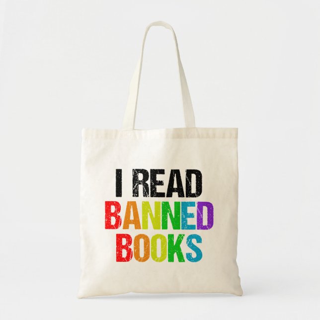 Bolsa Tote Eu Leio Livros Proibidos Arco-Íris (Frente)