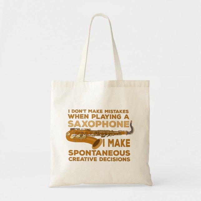 Bolsa Tote Eu não cometo erros ao jogar saxofone (Frente)