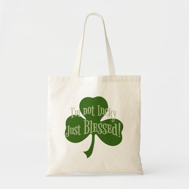Bolsa Tote Eu não sou a Sorte Bênçida Design de Shamrock (Frente)