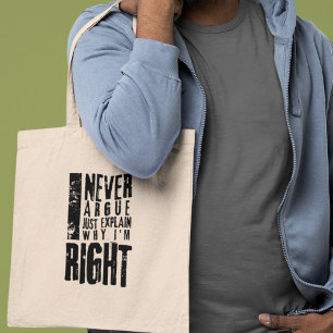 Bolsa Tote Eu Nunca Discuto Engraçado Sarcástico Confiante Pr