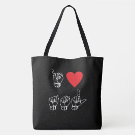 Bolsa Tote Eu o coração ASL mim amo a sacola americana do