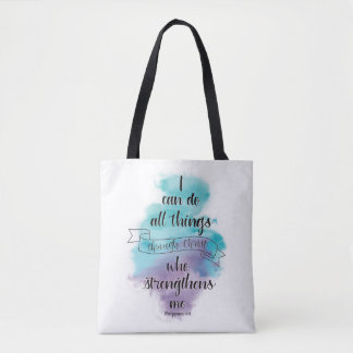 Bolsa Tote Eu posso fazer tudo através do Cristo