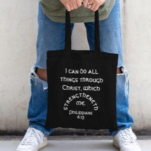 Bolsa Tote Eu Posso Fazer Tudo, Philippians 4 Bíblia Verse