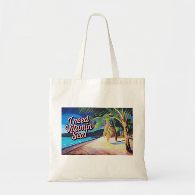 Bolsa Tote Eu Preciso de Mar Vitamina (Frente)