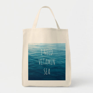 Bolsa Tote EU PRECISO O MAR da VITAMINA - sacola com fundo do