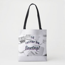 Bolsa Tote Eu preferencialmente costurando