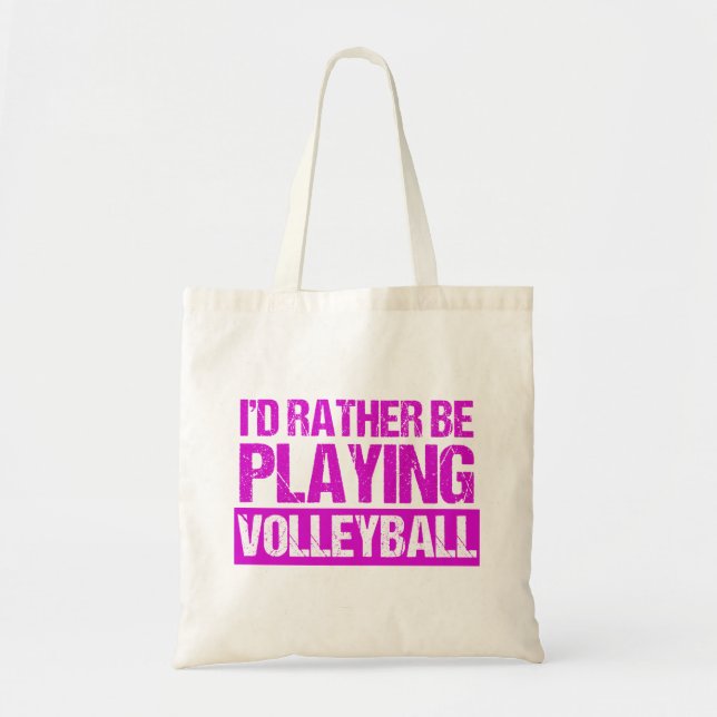 Bolsa Tote Eu Preferencialmente jogando voleibol (Frente)