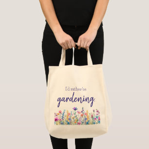 Bolsa Tote Eu Preferiria Estar Cultivando Flores Mercado