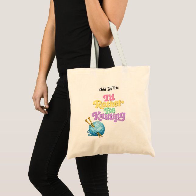 Bolsa Tote Eu Preferiria Estar Tricotando Personalizado (Frente (produto))