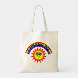 Bolsa Tote Eu Quero Morrer - Arco-Íris Sorrindo Sol