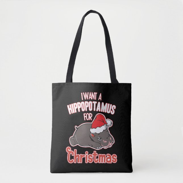 Bolsa Tote eu quero um hipopótamo para o natal (Frente)