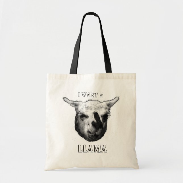 Bolsa Tote eu quero um saco do lama (Frente)