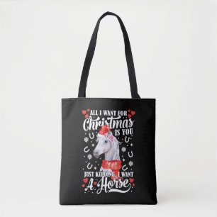 Bolsa Tote Eu Quero Uma Camisa De Cavalo De Natal