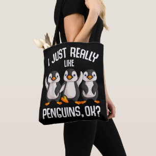 Bolsa Tote Eu Realmente Gosto De Pinguins Crianças Meninas Mu