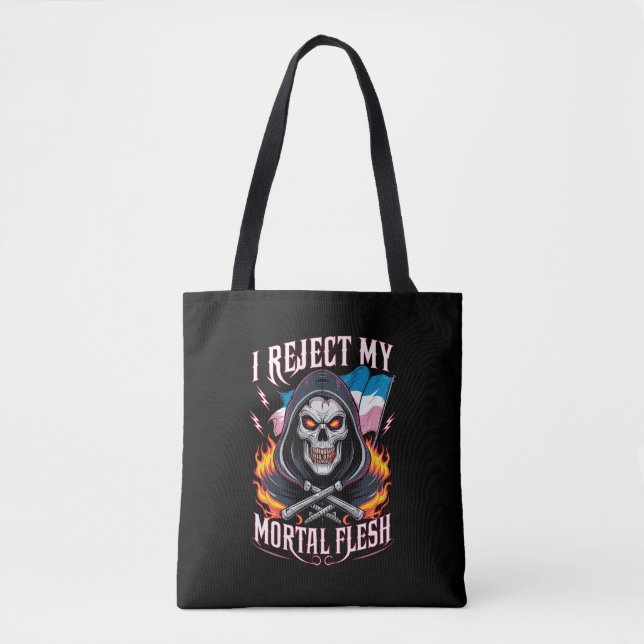 Bolsa Tote Eu Rejeito Minha Carne Mortal Trans Transgênero LG (Frente)