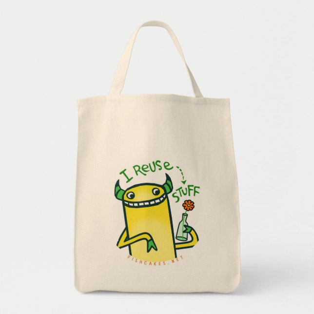 Bolsa Tote Eu reúso o material -- as bolsas (Frente)