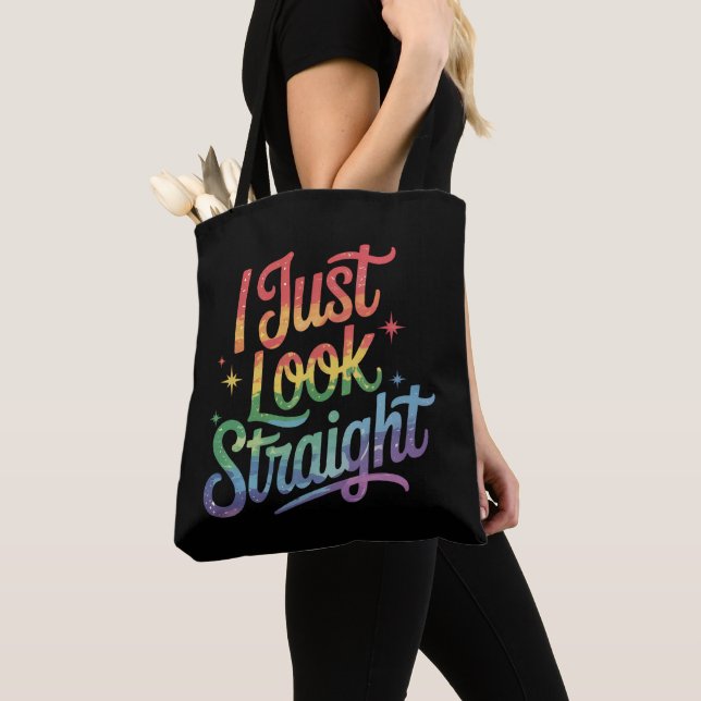 Bolsa Tote Eu só pareço Hetero Gay Arco-Íris LGBTQ Pride Ally (Close Up)