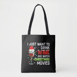 Bolsa Tote Eu Só Quero Beber Vinho E Ver O Movi De Natal