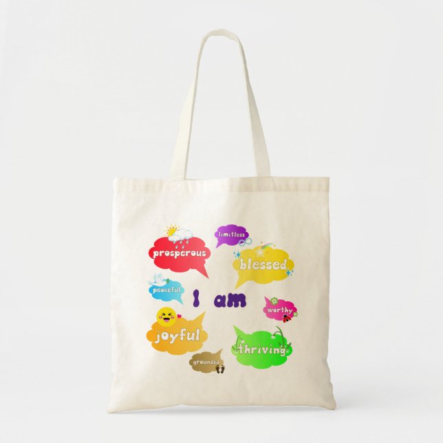 Bolsa Tote Eu Sou Afirmações Positivas Palavras Autoamor (Frente)
