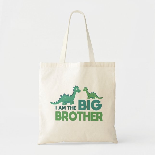 Bolsa Tote Eu sou o menino dinossauro de desenho animado irmã (Frente)
