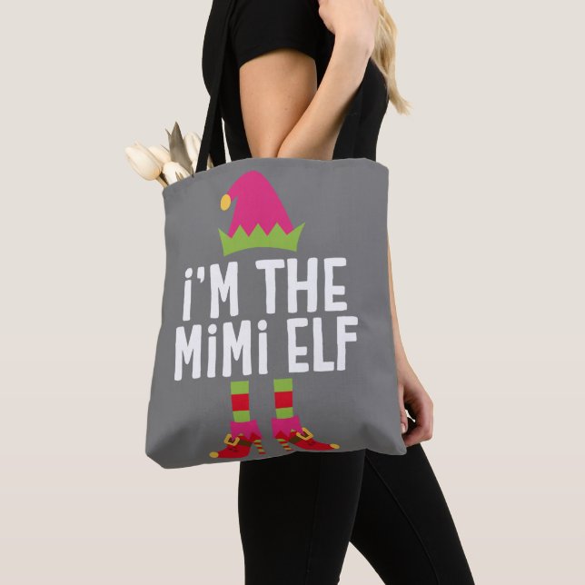 Bolsa Tote Eu sou o Mimi Elf a combinar a fantasia de Natal (Close Up)