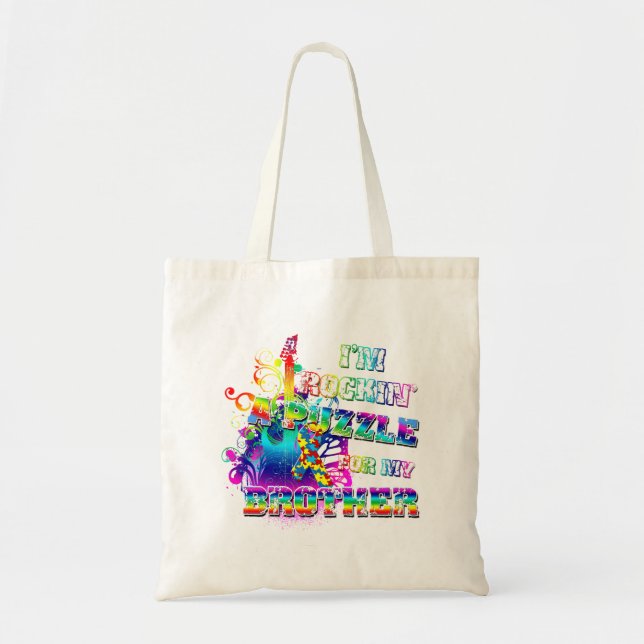 Bolsa Tote Eu sou Rockin um o quebra-cabeça para meu irmão (Frente)