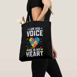 Bolsa Tote Eu Sou Sua Voz Ele É Meu Coração Autismo Mãe Pai