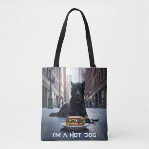 BOLSA TOTE EU SOU UM CACHORRO-QUENTE - CACHORRO-QUENTE COM MO
