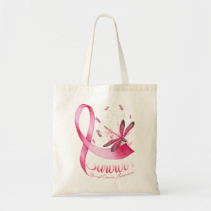 Bolsa Tote Eu sou um Cancer de frita rosa-de-vidro sobrevivo