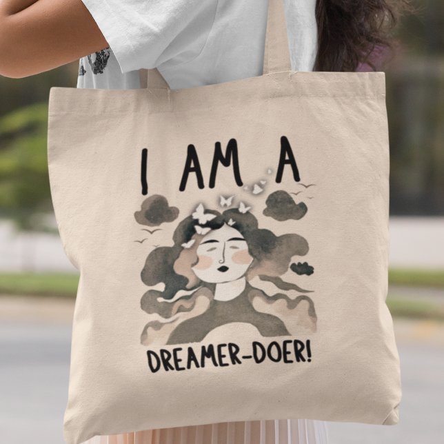 Bolsa Tote Eu sou um Dreamer-Doer, um Presente Inspiracional  (Embrace your inner dreamer-doer and seize the day with this tote bag by your side!)