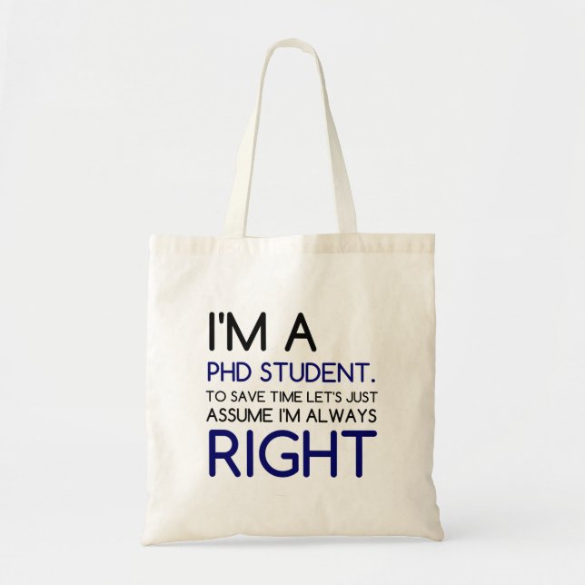 BOLSA TOTE EU SOU UM ESTUDANTE DE PHD (Frente)