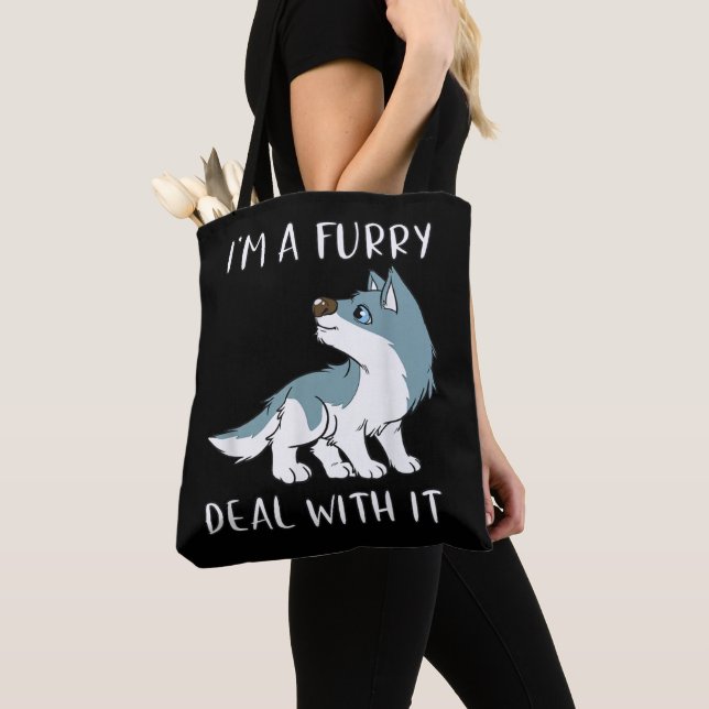 Bolsa Tote Eu Sou Um Furries Aceito Com Isso Fandom Fofo de F (Close Up)