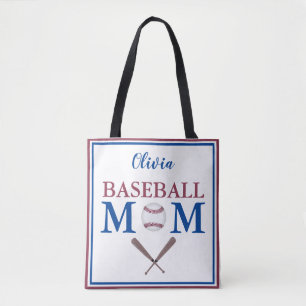 Bolsa Tote Eu sou uma mãe de beisebol personalizada