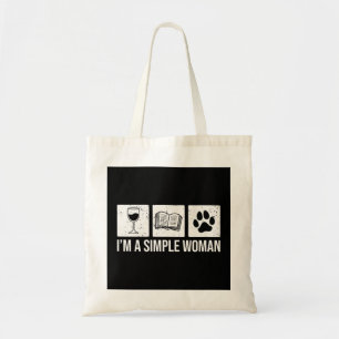 Bolsa Tote Eu sou uma mulher simples, livros e cães de vinho,