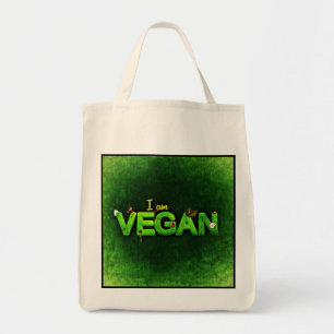 Bolsa Tote Eu Sou Vegan Escrito Com Uma Textura De Natureza G